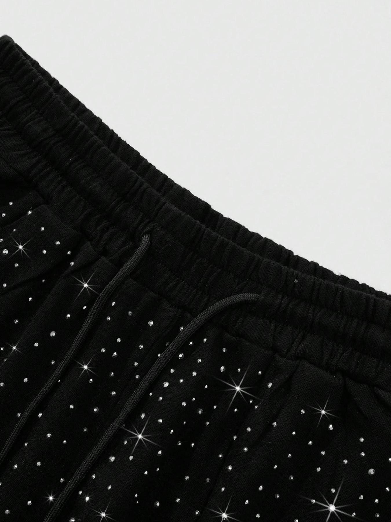 High-Quality Men's Casual Summer Set, Rhinestone Letter Print Tee & Drawstring Waist Shorts, Perfect for Travel & Daily Wear