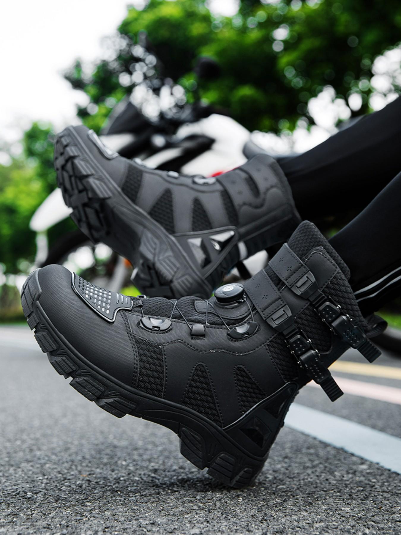 Men's Motorcycle Riding Shoes Waterproof Motocross Boots Anti-Slip Racing Shoes, Durable Motorbike Footwear for Safe Travel
