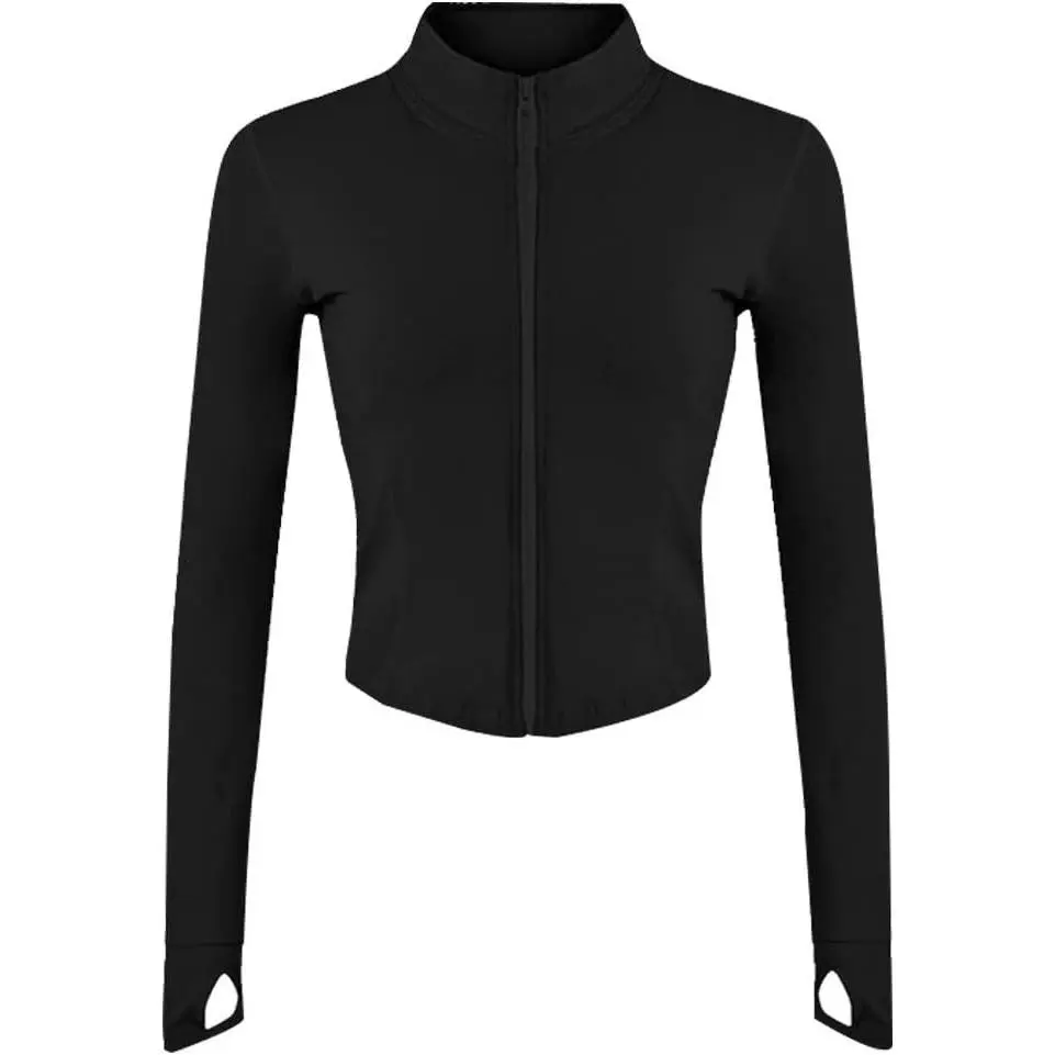 Women's Workout Jacket Lightweight Zip Up Athletic Cropped Running Jacket