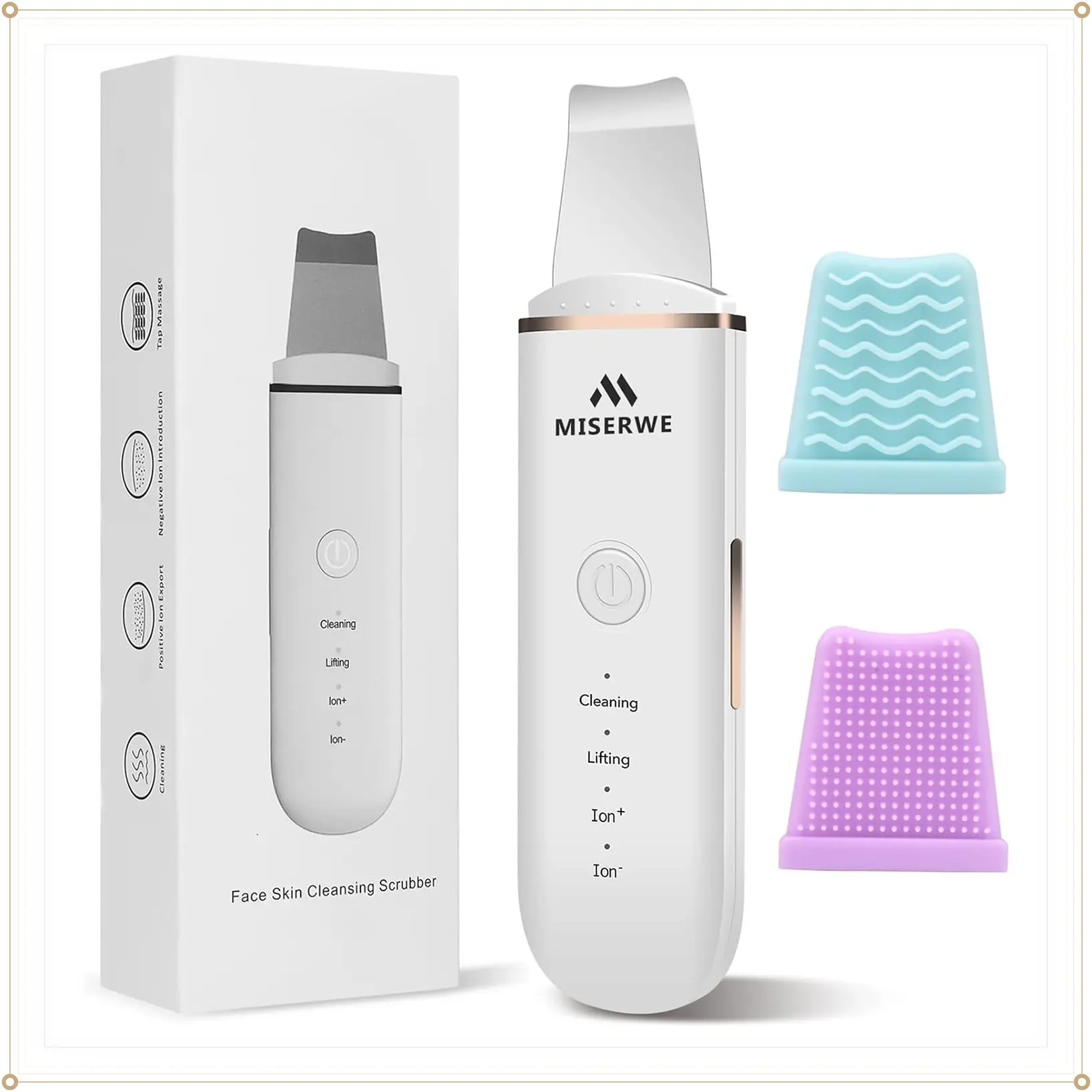 Skin Scrubber Face Skin Spatula Facial Scrubber Spatula for Deep Cleansing Blackhead Remover Pore Cleaner with 4 Modes (White)Gift