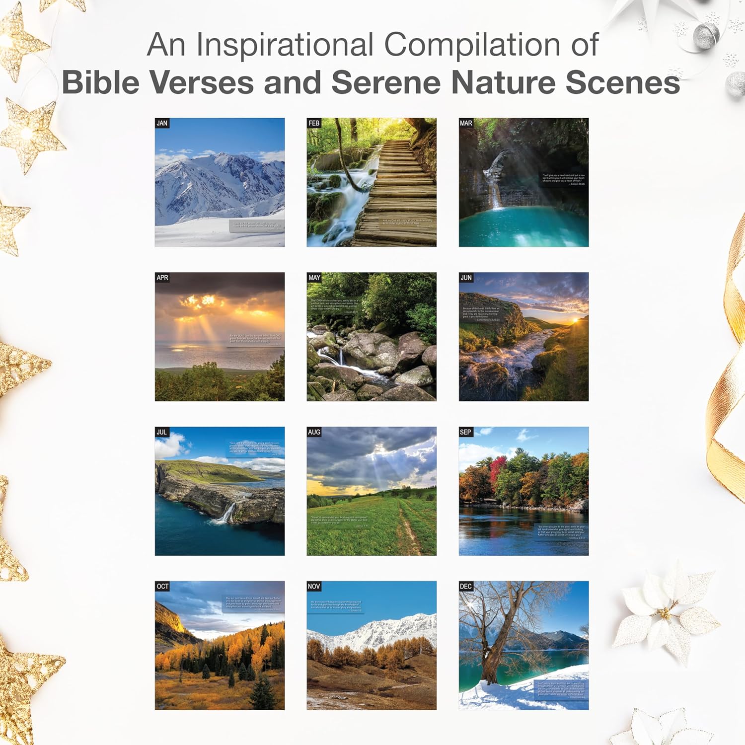 Christian Wall Calendar 2026 | Biblical Blessings with  Verses | 12 Month | 12" x 24" Open | Thick & Sturdy Paper | Giftable| Inspirational Religious Scripture Christian Calendar 2026