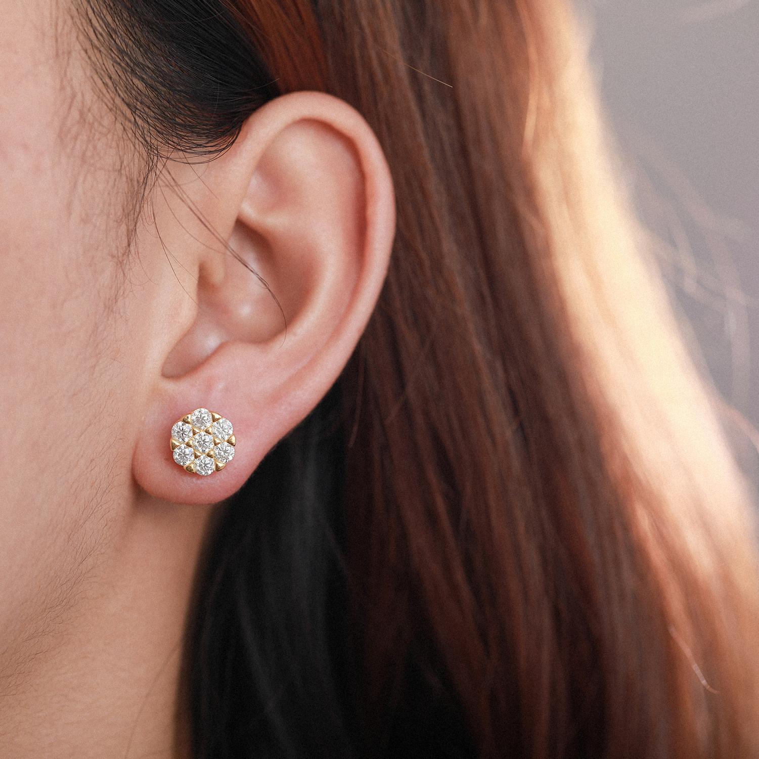 【#E8】UCCIYO New Round Earrings Synthetic Moissanite Luxury Unisex 925 Sterling Silver D VVS White Synthetic Moissanite Hip Hop Jewelry Gift