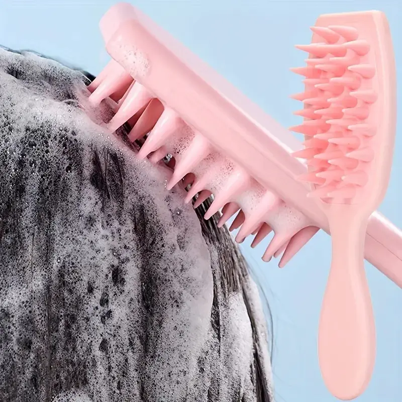 4pcs Shampoo Brush Comb, Haircare Brush, Long Handle, Soft Silicone Brush for Hair Cleaning, Exfoliating, Scalp Massage, Shampoo Scrubber, Hair Care Comb, Hair Tools, for Home Use, Suitable for Men, Women, Wet and Dry Hair, for Hair Salons