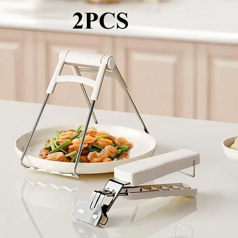 2 Pack Kitchen Hot Plate Gripper, Stainless Steel Bowl Clip, Kitchen Tongs Bowl Dish Pan Clips Tongs，Anti-Hot Bowl Dish Clip - Avoid Scalding Kitchenware Set