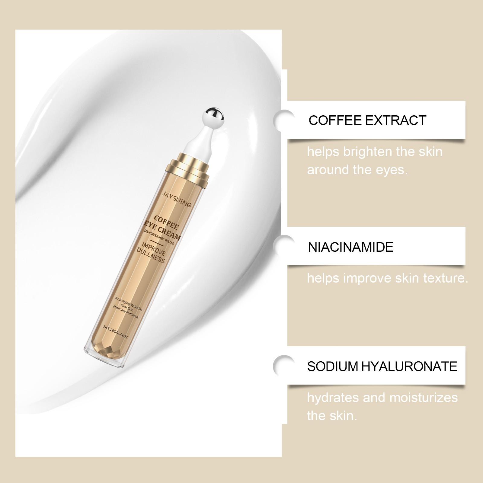 Caffeine Eye Cream, Gentle Hydrating Massage, Collagen Elasticity, Youthful Skin, Roller Eye Cream, Moisturizing and Firming