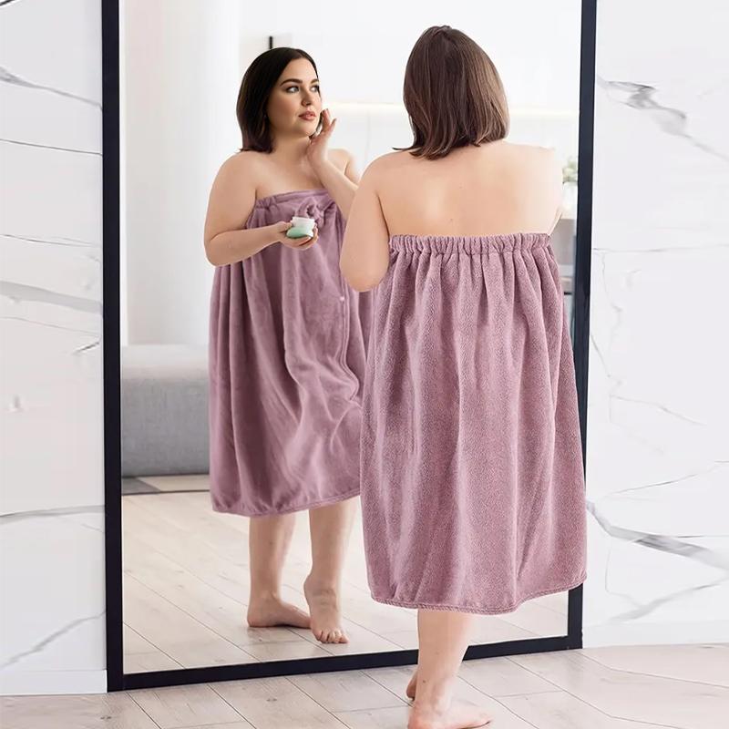 Bath Skirt & Shower Cap Set, 2 Counts/set Soft Comfortable Bath Skirt & Shower Cap, Bathroom Reusable Polyester Towel Set, Essential Bath Accessories for Home and Travel