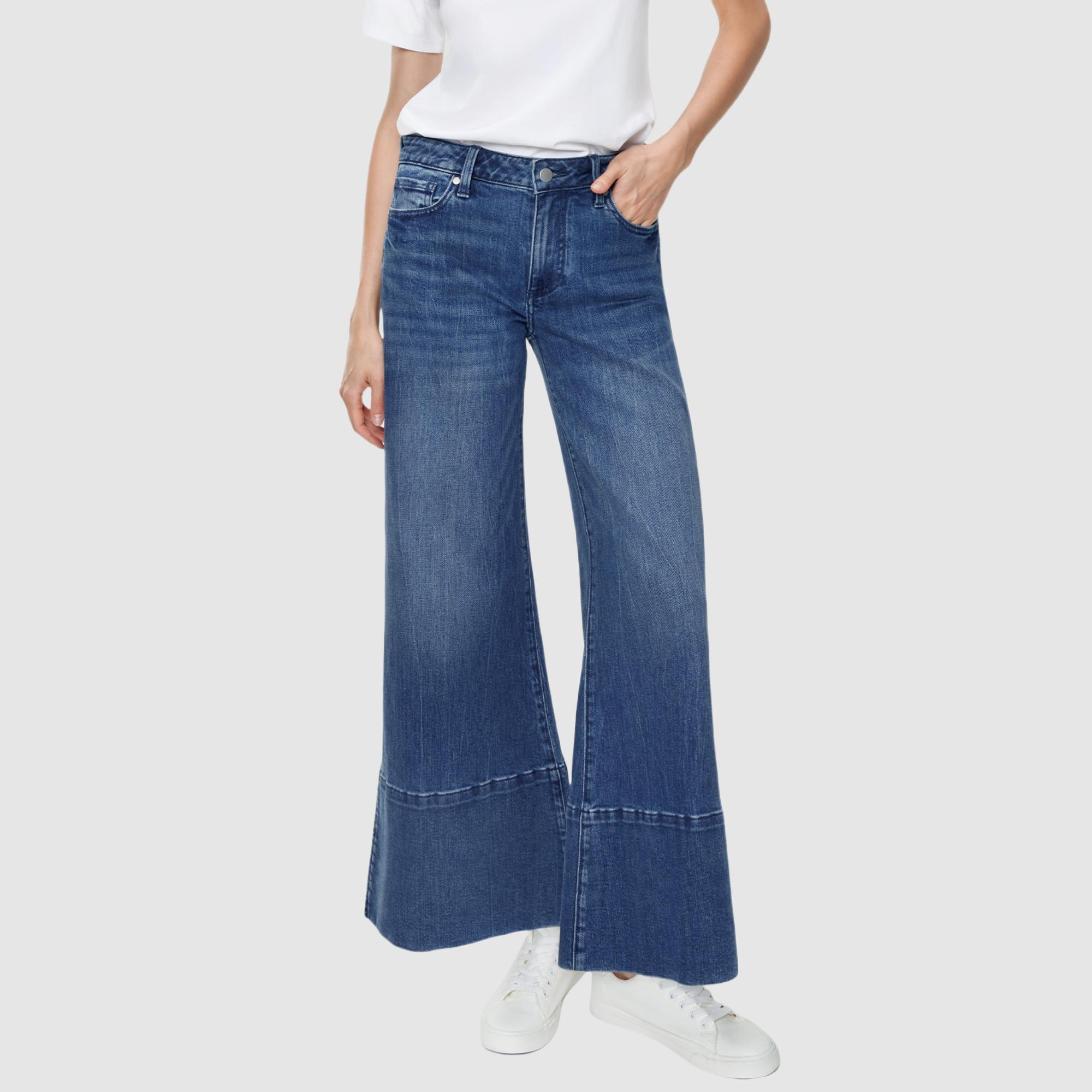 Women's Baggy Mid Stretch Mid Rise Split Leg Wide Leg Genuwii Jeans with Pocket Design, Blue Fitted Denim, Comfortable Basic Style for Casual Outfits - No More Awkward Gaps, Streetwear, Womenswear, Flared Pants, Outdoor Cute Jeans, Spandex Trouser