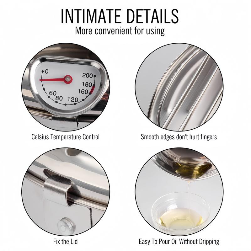 Stainless Steel Deep Frying Pan with Lid, 1 Count Non-stick Deep Fryer with Oil Drip Filter Rack for Fried Chicken Stainless Steel Deep Frying Pan with Lid, 1 Count Non-stick Deep Fryer with Oil Drip Filter Rack for Fried Chicken