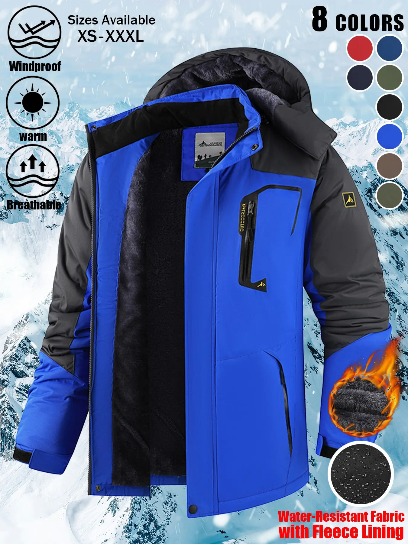 Detachable Hood, 8 Colors: Men's 1 Pack Hooded Fleece-Lined Softshell Jacket Waterproof Windproof Warm Breathable Full Zip Chest Zip Pocket Side Pockets Adjustable Cuffs Outdoor Coat XS-XXXL Daily Commute Hiking Camping Sports Layering