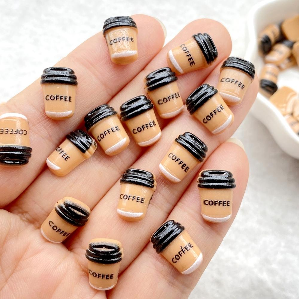 40pcs colorful cartoon mini coffee cup resin rhinestone nail accessories, charming and sweet multifunctional rhinestone jewelry - suitable for nail art, scrapbook DIY、 Wedding decorations and nail art accessories