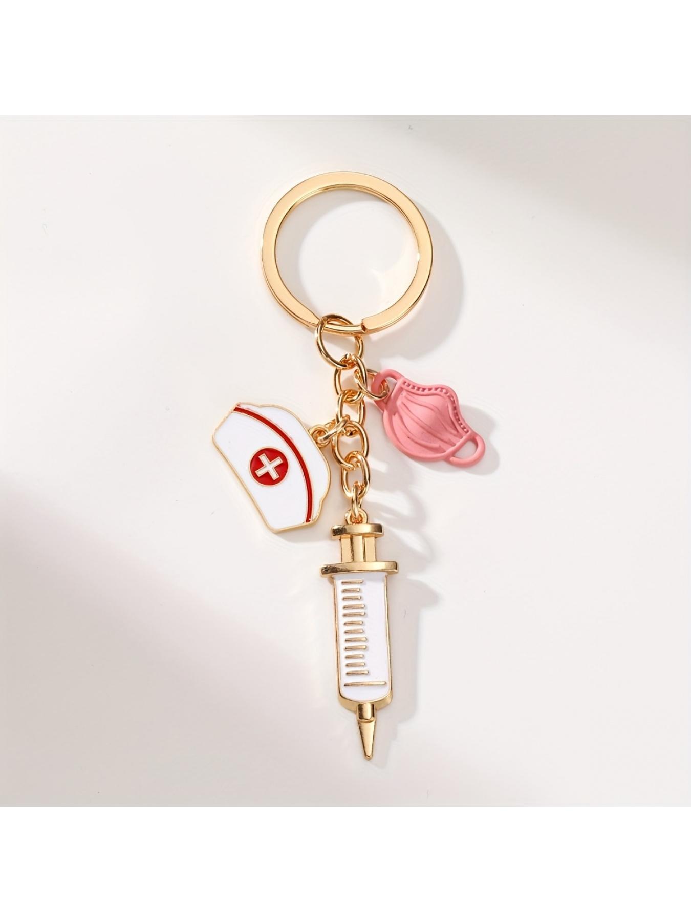 1pc Alloy Oil Drop Nurse Cap Keychain, Doctor Medical Staff Keyring, a Gift for Doctors