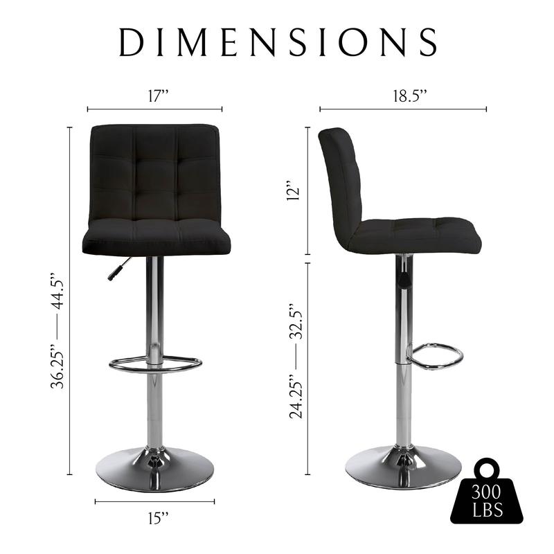 【TikTokShopBlackFriday】Adjustable Bar Stools Set of 2, Counter Height Swivel Bar Chairs with Backrest and Footrest, Square Cushion PU Leather Barstools for Kitchen Island, Café, Office