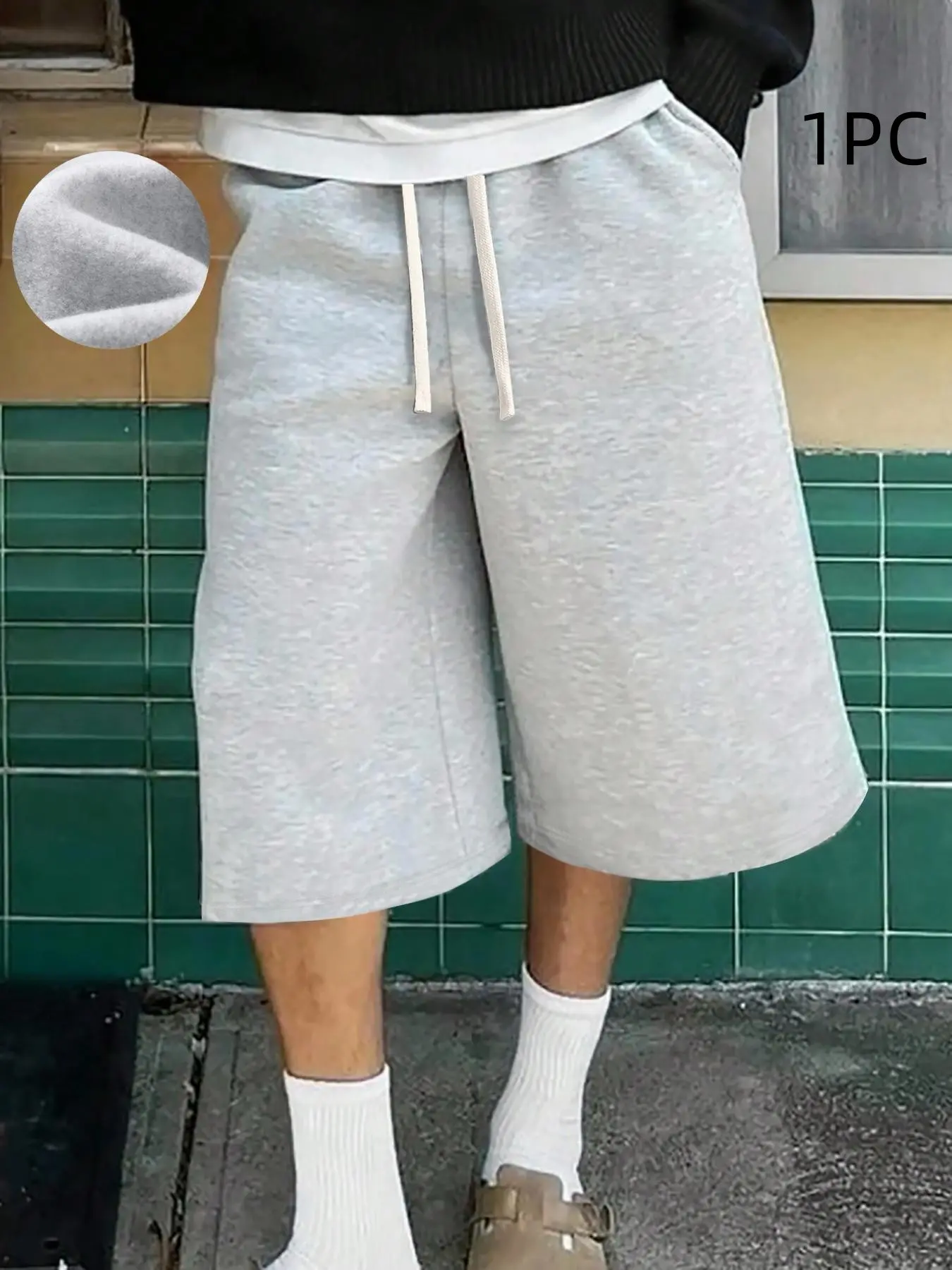Men's Casual Elastic Drawstring Waist Soft Comfortable Fabric Baggy Wide-Leg Oversized Shorts with Pocket, Perfect for Daily Wear & Sports Activities, Drawstring Waistband Shorts