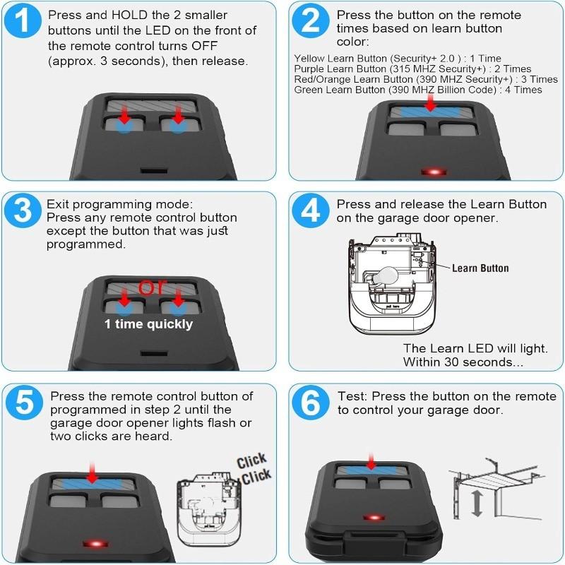 Liftmaster 890max Mini Garage Door Remote Control, 3 Button Rolling Code, Universal 315/390mhz, Garage Roller Shutter Opener Remote