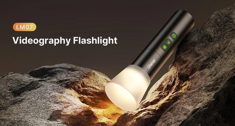 ULANZI LED Photography Flashlight LM07 w 1/4" Thread, Handheld Videography Light Spotlight 2000K-5500K-8000K Bi-Color Zoomable 2000mAh Rechargeable Portable Video Light for Camera Tripod Stand Cage
