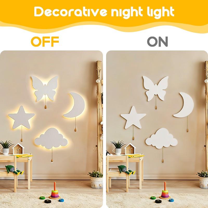 Battery Powered Floating Wall Light, Star Moon Butterfly Cloud Options, Upward Ceiling Night Lamp, Adhesive Cloud Ceiling Fixture, Clouds Light