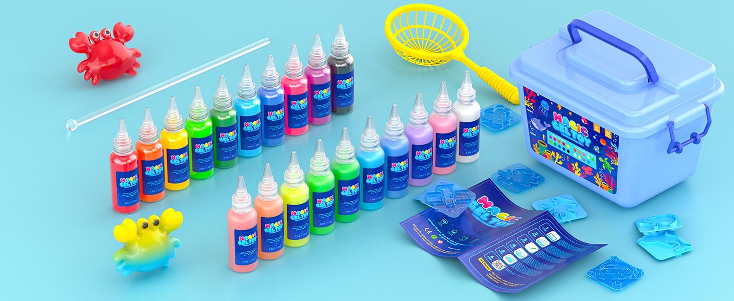 Magic Water Elf Toy Kit, Aqua Fairy Water Gel Kit, 20 Magic Gesl&16 Molds, Fun Summer DIY Craft Kit, Birthday Gifts & Party Favors for Kids Ages 3+