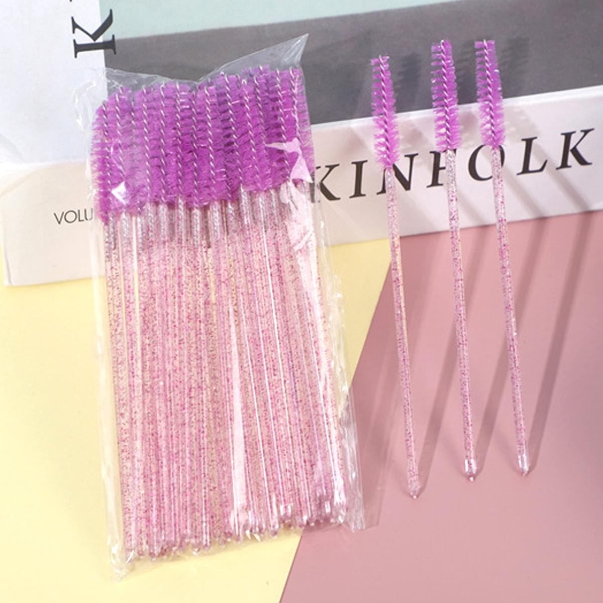 200/100/50/10pcs Eyelash Brushes with Container, Bendable Disposable Brow Wands, Crystal Castor Oil Brush for False Lashes, Cosmetic Brush