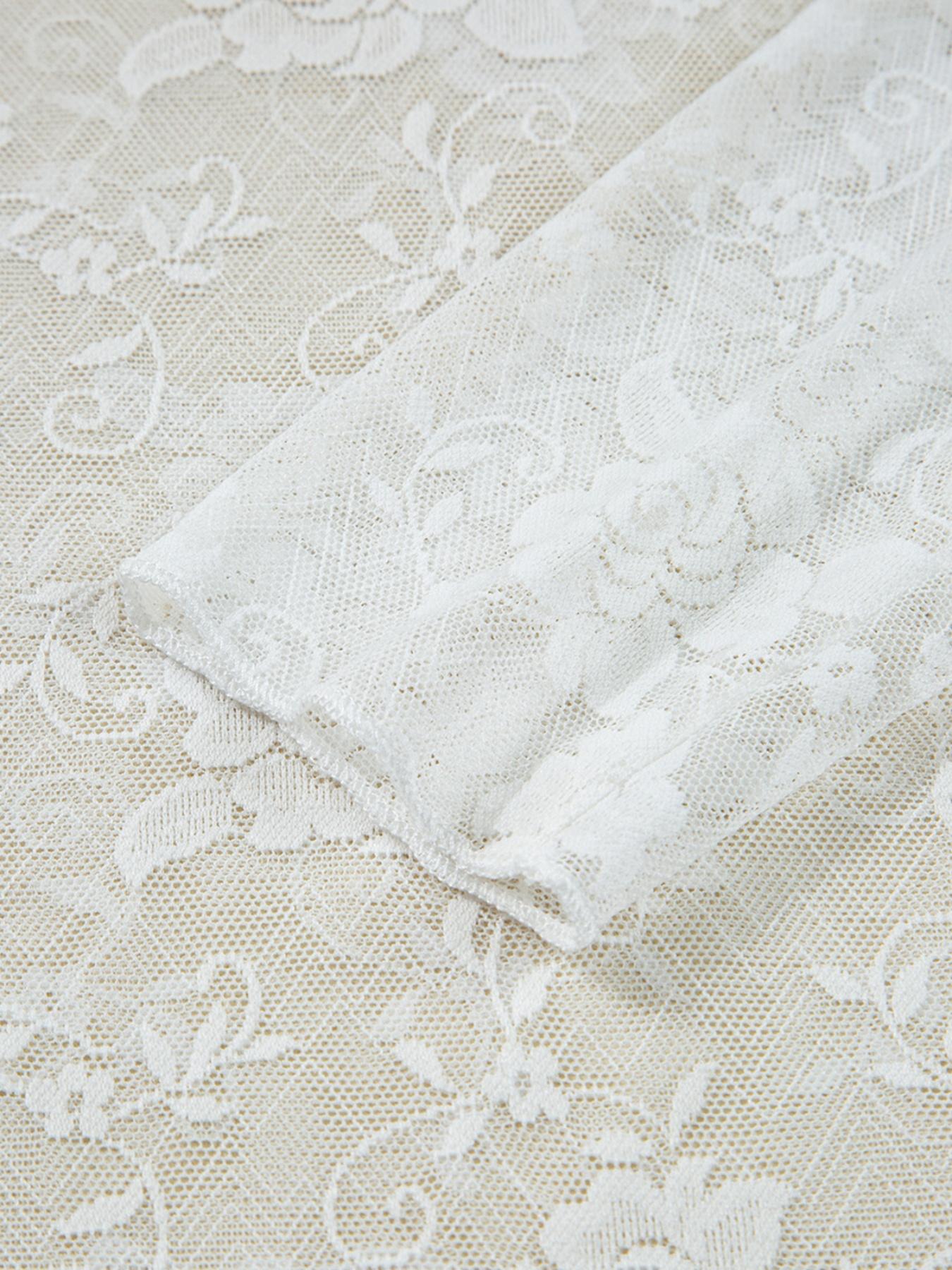 Hotapei Spring Autumn Floral Lace Mesh Halter Neck Long Sleeve Top, Elegant Women's Blouse, Breathable & Stylish Design