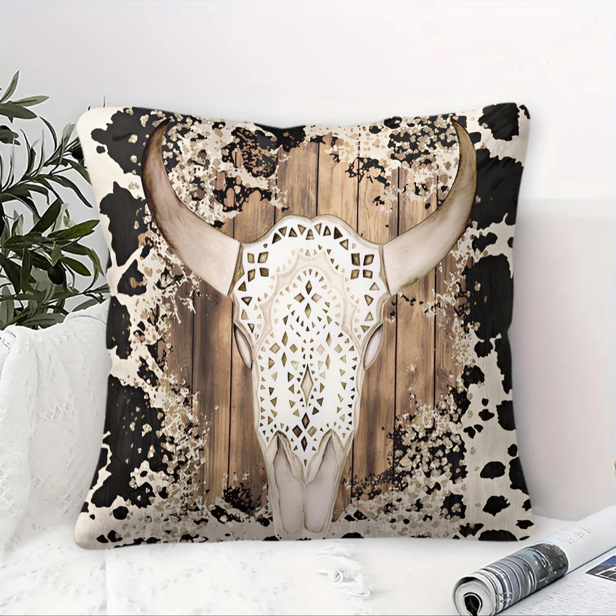 Bohemian Western Country Style Pillow, Machine Washable, Diverse Artistic Trendy Prints, Plush and Soft Filling, Universal for All Scenes and People, Sofa Decorative Cushion (Includes Pillow Insert, Removable), Home Decorative Cushion
