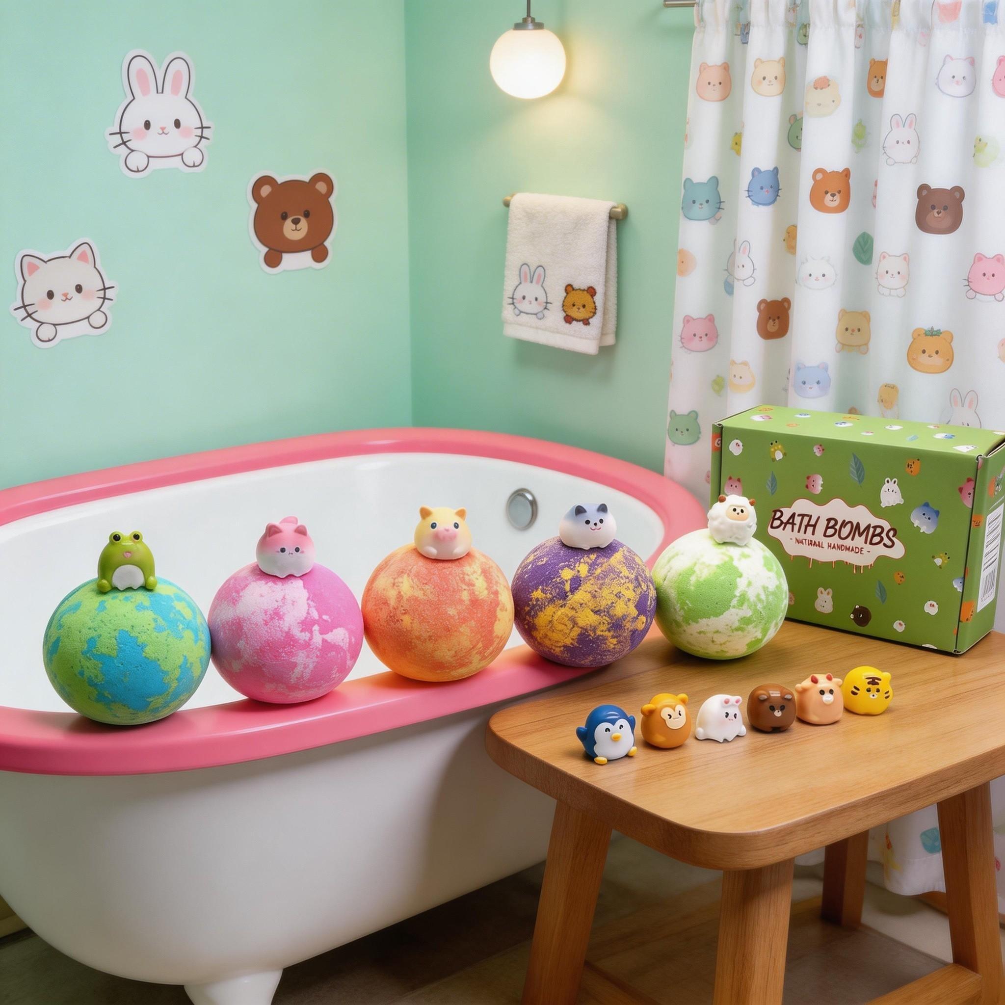 6pcs Bath Bombs Toy, Gentle Cleansing & Moisturizing, Relaxing Bubble Bath Balls, Baby Bath Time Fun, Stress Relief, Skin Care