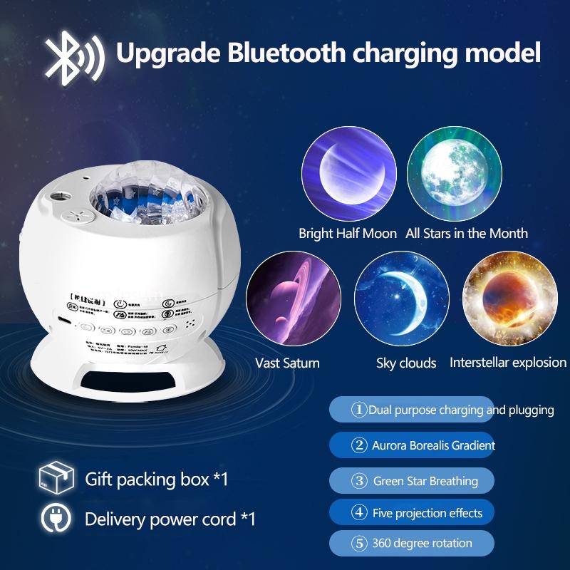 Rechargeable Projector Table Lamp Holiday Gifts Aurora Northern Light  Ambient Projector Light Bedroom Wireless Ocean Wave Star Moon Aurora Dome Projector