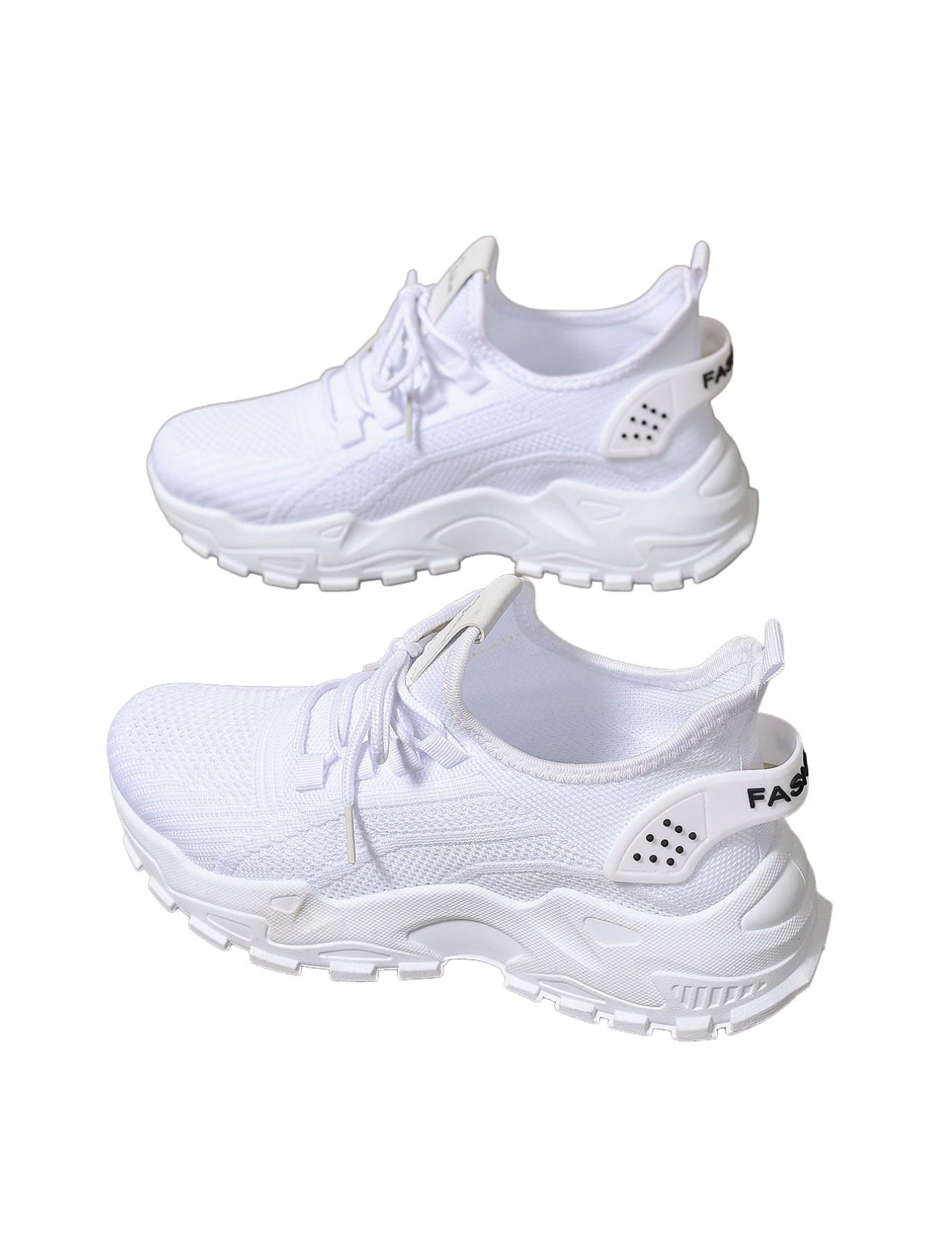 Women’s FA Chunky Sole Knit Sneakers – Lightweight & Slip-Resistant, Ultra Comfortable for Walking & Travel, Trendy White Athletic Shoes for Teens, Students & Young Adults – Perfect for School, Shopping & Casual Outings