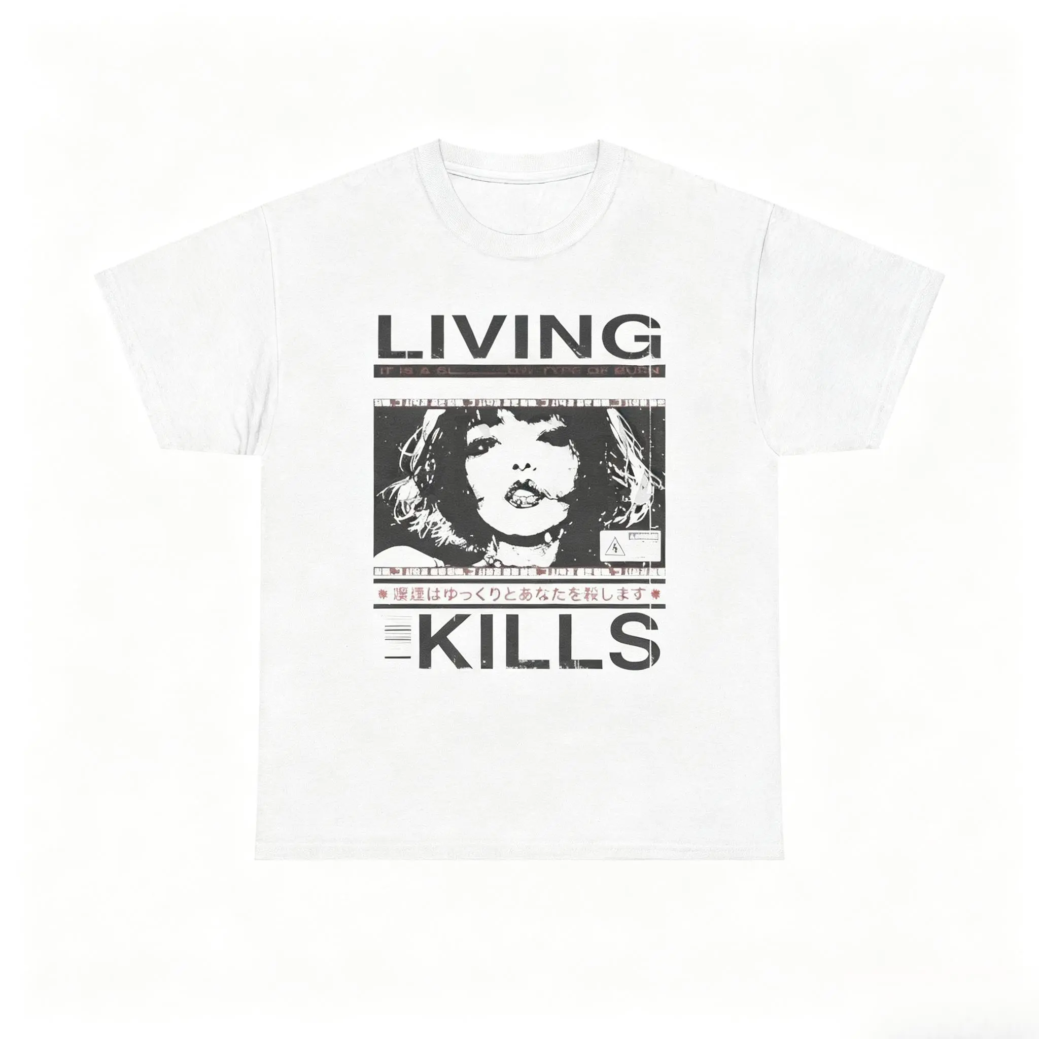 Unisex Cotton Shortsleeve Fitted T-Shirt, Retro Japanese Graphic Print Clothes, Soft Breathable Lightweight Halloween Sports Top, Casual Daily Streetwear for Men-Women