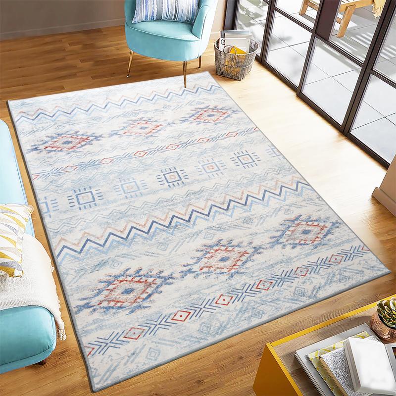 Large Bohemian Faux Cashmere Area Rug, Washable Non-slip Backing Retro Area Rug, Low Pile Area Rug for Living Room, Bedroom, Dining Room, Blue, Red, Beige, 4x6, 5x7, 6x9, 8x10 Feet-S Large Bohemian Faux Cashmere Area Rug, Washable Non-slip Backing Retro Area Rug, Low Pile Area Rug for Living Room, Bedroom, Dining Room, Blue, Red, Beige, 4x6, 5x7, 6x9, 8x10 Feet-S