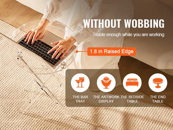 VEVOR Acrylic Folding Tray Table, Acrylic End Table with Folding X Leg, Clear Acrylic Side Table for Coffee, Drink, Food, Snack used in Living Room, Bedroom, and Study