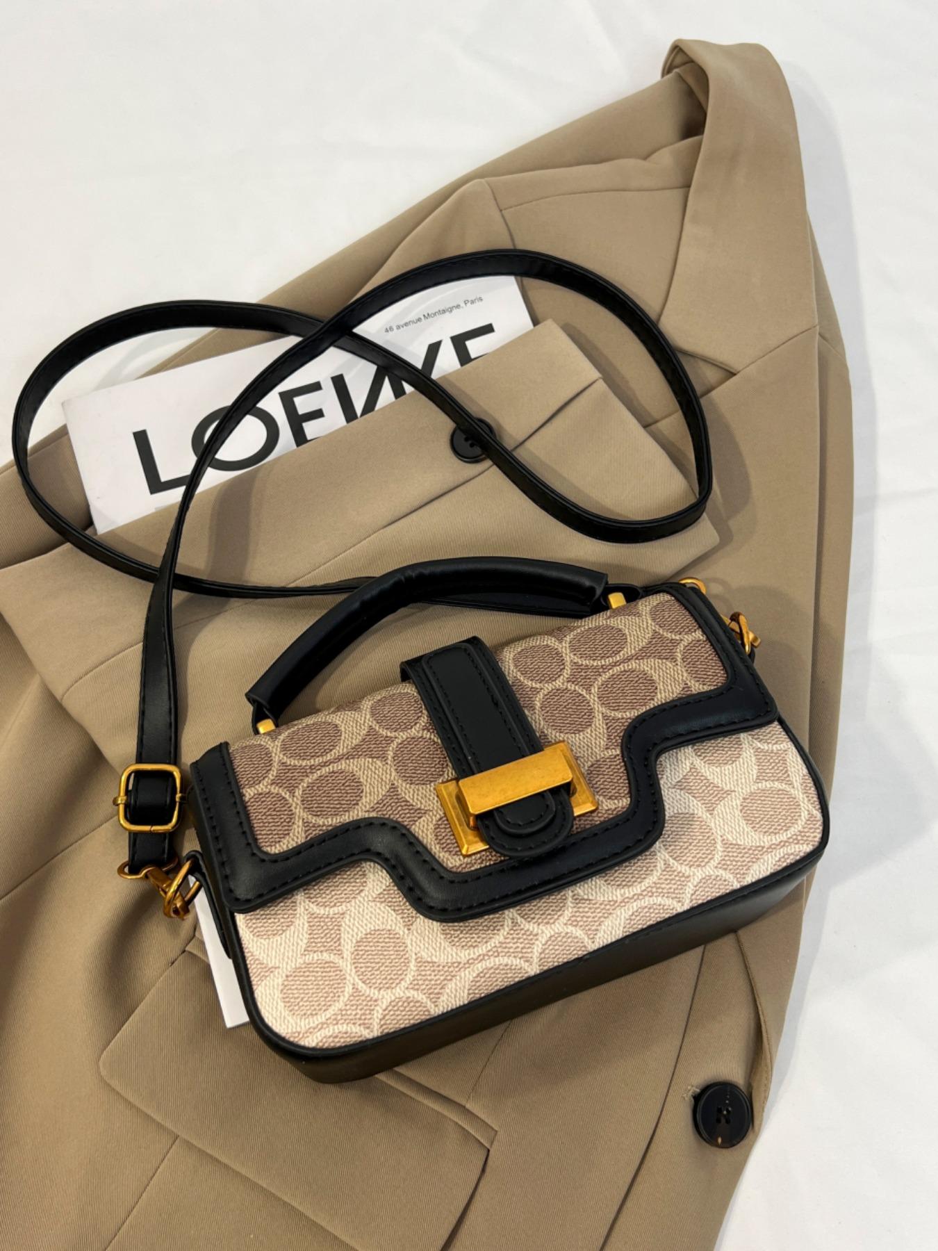 Compact Yet Spacious Bag, Short Handle & Adjustable Straps, Perfect for Commuting/date/walking, Leather Patchwork & Metal Buckle, Versatile Color