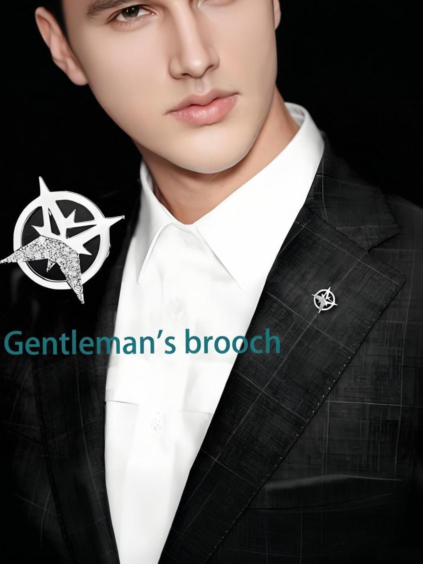 Men's Suit Jacket Decoration Luxury Match Hexagram Badge Pin Small Collar Shirt Unique Brooch, Stylish Accessory for Formal Wear