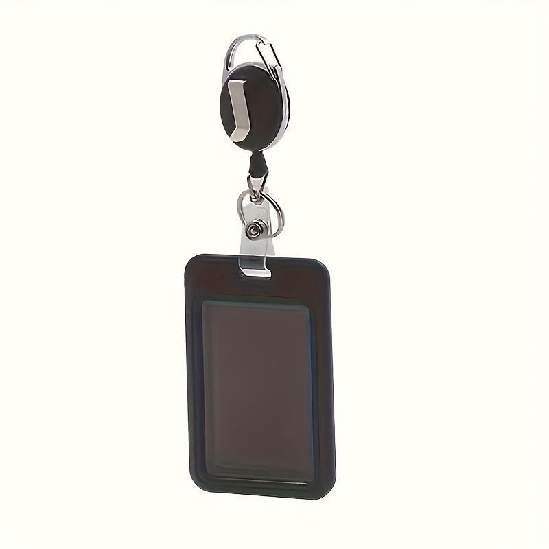 1pc/Fashion Black ID Card Holder with Retractable Sliding Cover - Suitable for Bus Cards, ID Cards, and Brand Cards