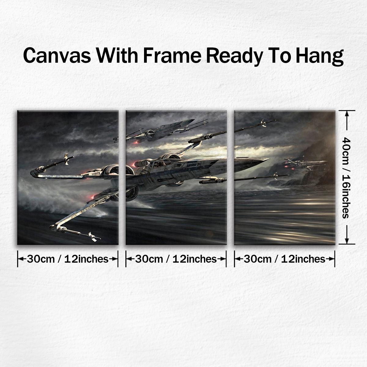 Wooden Framed Canvas Painting Set, 3 Counts/set Aircraft Pattern Wall Art Decor, Wall Decor for Home Living Room Bedroom Office