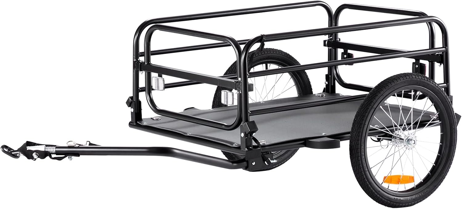 Heavy-Duty Bike Cargo Trailer with Metal Frame, 88/100/160 lbs Load Capacity, Cargo Hauling Bicycle Wagon Cart, Compact Fold for Storage, Universal Hitch Fits Most Bikes