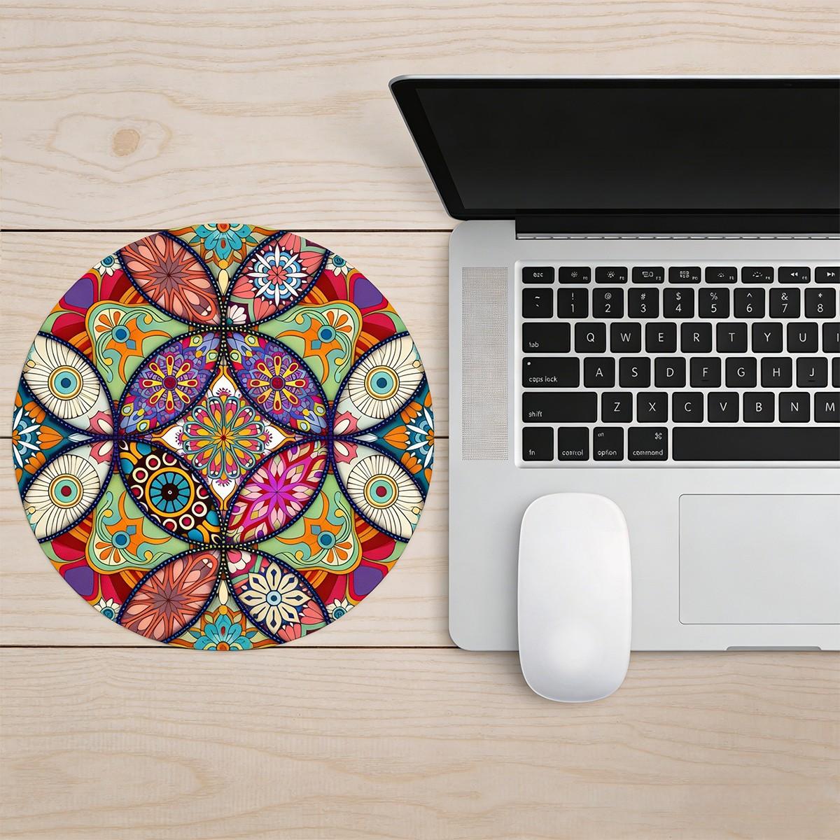 Fashion Compass Round Mouse Pad, Non-Slip Rubber Base, Small Desktop Mat for PC/laptop, Gaming/mouse Pad, Office Use, Gift for Women - 7.87 Inches