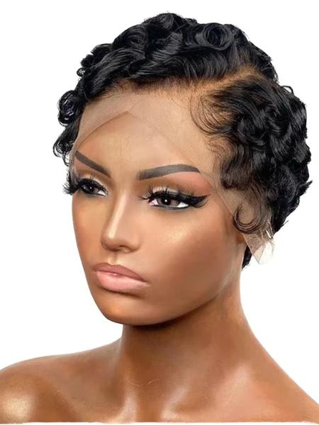 Short Pixie Cut Wigs Human Hair Curly Lace Front Human Hair Wigs For Women Natural Black Hair 13x4 Lace Wigs Curly Bob Wig