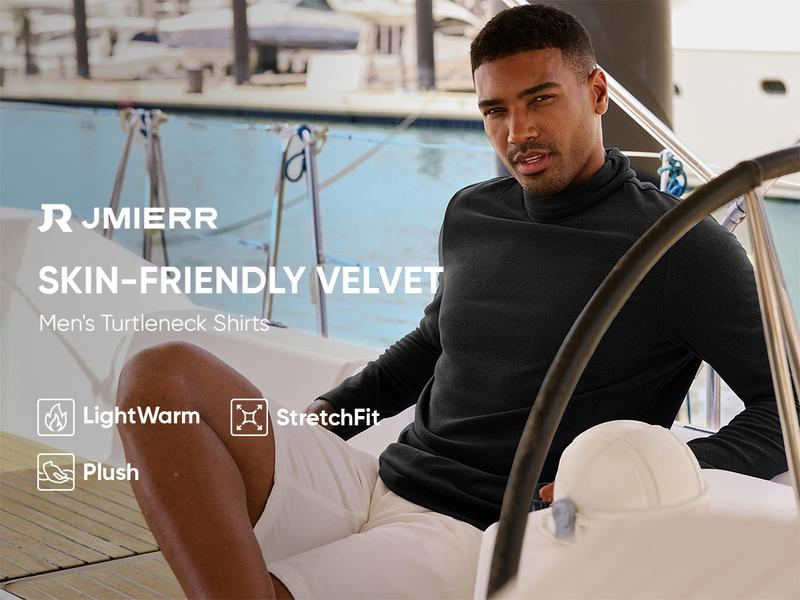 JMIERR Men's Casual Long Sleeve Turtleneck Shirts Lightweight Mock Pullover Sweaters Knitted T Shirt Slim Fit Tee Tops