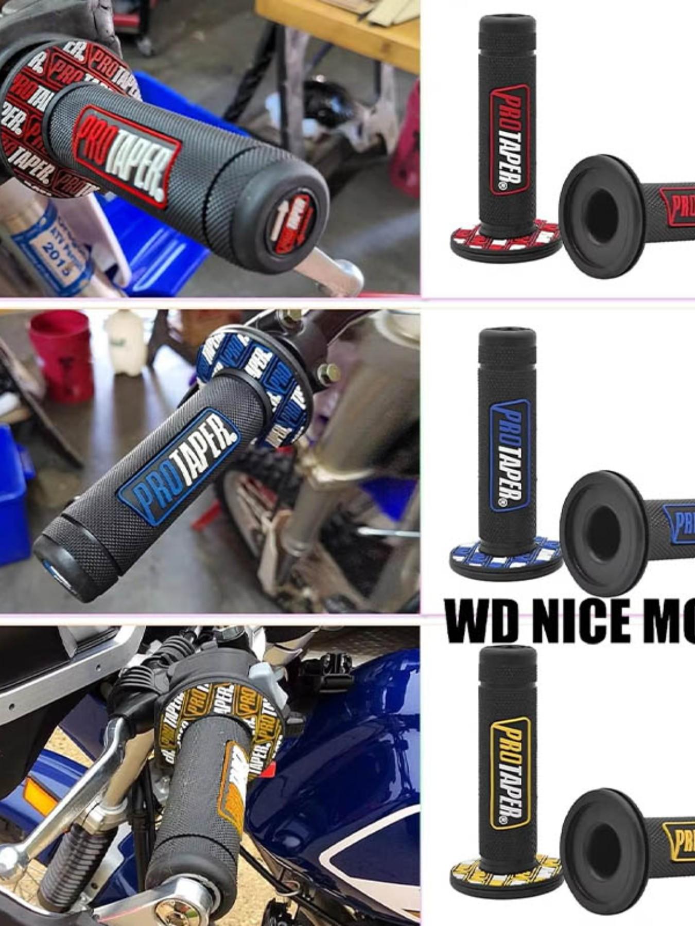 WD Nice Moto Motorcycle Handle Grips, 7/8" 22mm Universal Handlebar Rubber Gel, Comfortable Hand Grip for Motocross & Dirt Bikes