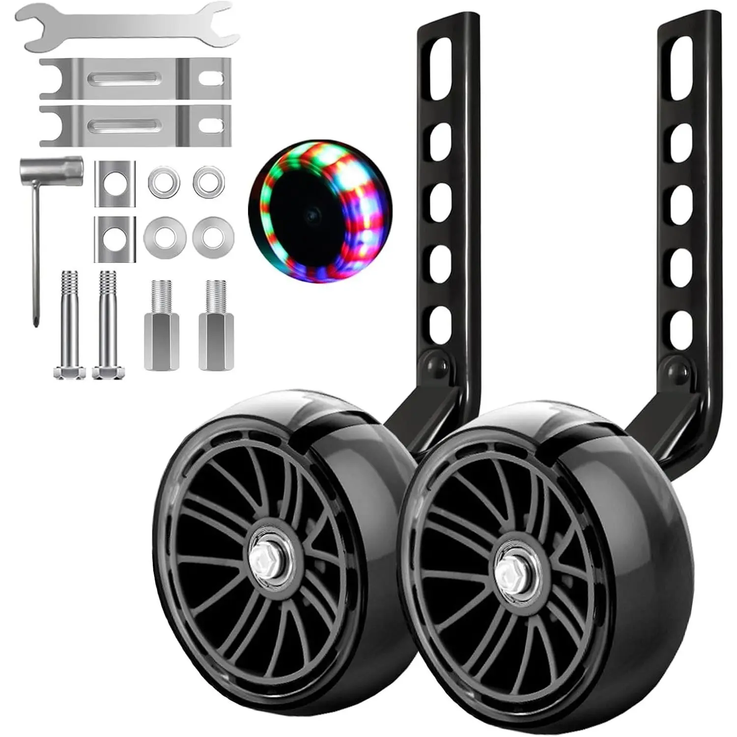 Wider Flash Kids Bike Training Wheels for 12 14 16 18 20 Inch Single Speed Bicycle Heavy Duty Rear Stabilizers Mounted KitGift