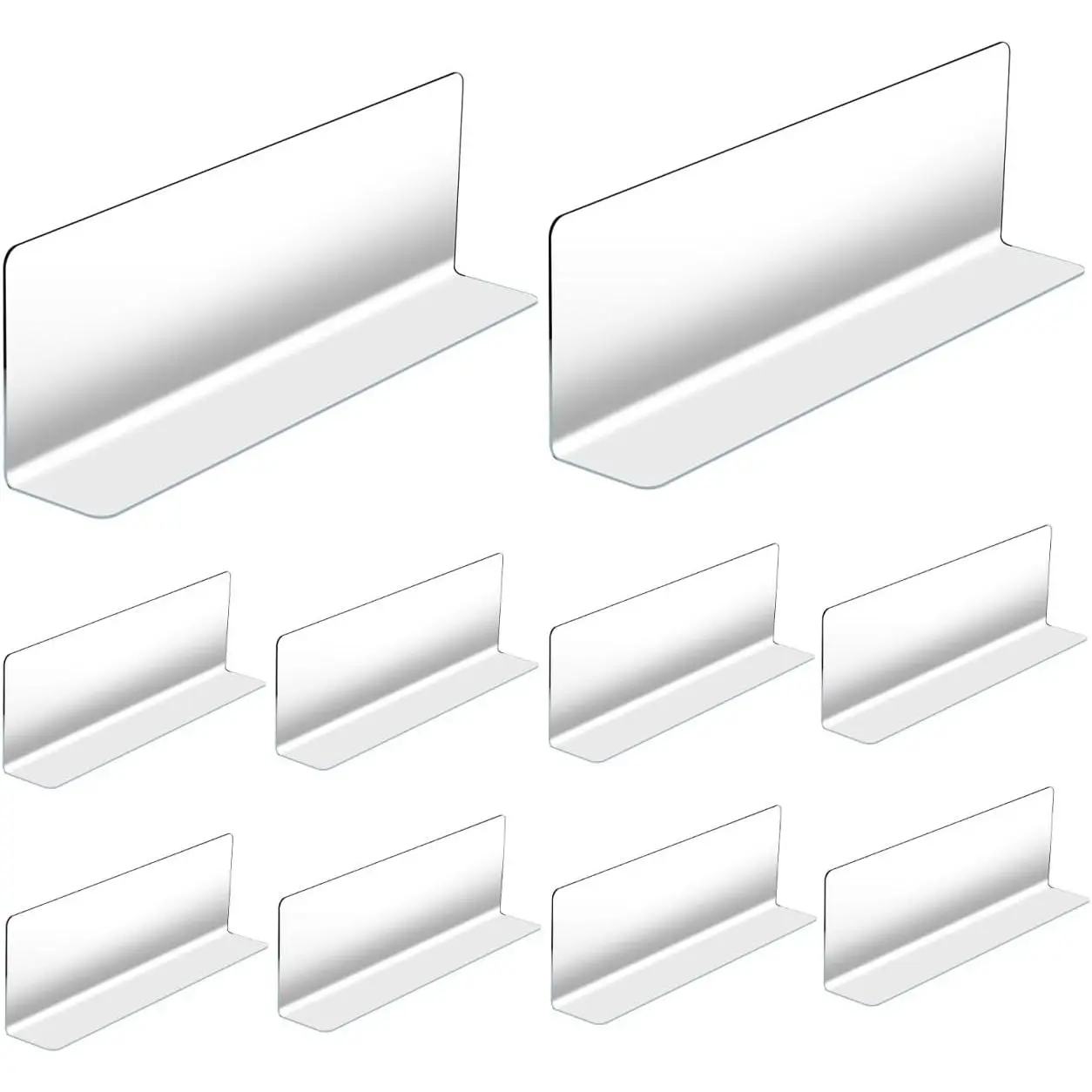 10Pcs Clear Plastic Shelf Dividers 7.87X2.36X1.18In L-Shaped Store Goods Separators for Supermarket and Home Kitchen Commodity Classification Organizer