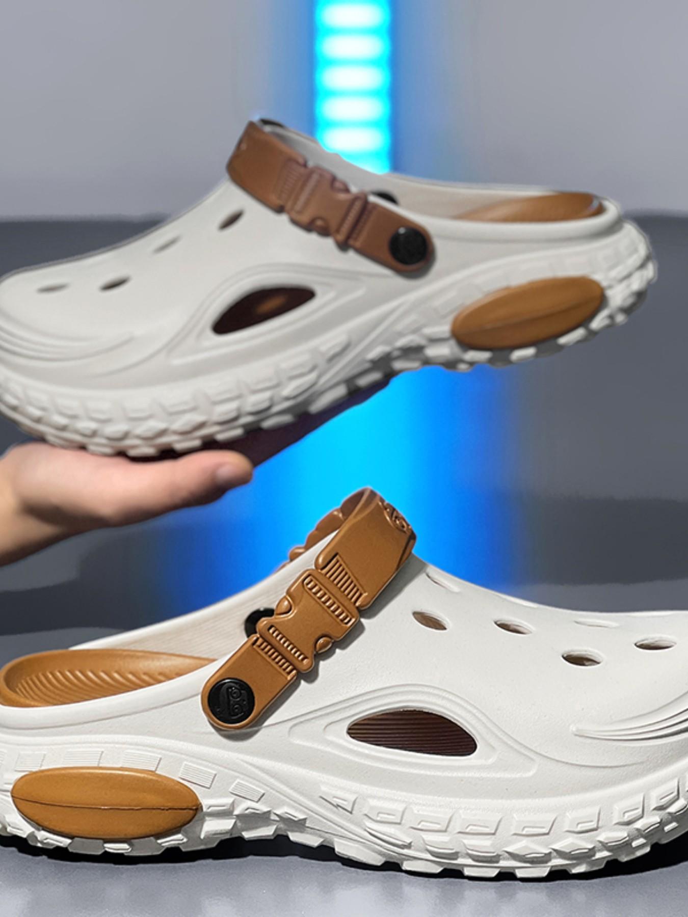 Large Size Couple Holey Shoes, Loose Thick Sole Sandals, Outdoor Wear, Extra Wide Durable Slippers, Beach Shoes, Comfortable Footwear