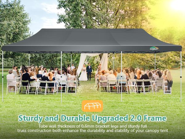 COBIZI 10x30 Pop Up Canopy Tent with 8 Removable Sidewalls Ez Pop Up Party Tent, Waterproof Instant Shelter UPF50+