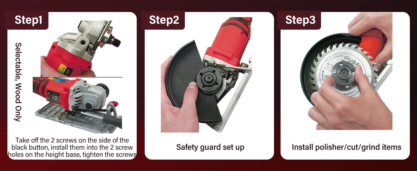 FathersDayGift OUBA 20V Cordless Angle Grinder – Compatible with Dewalt Battery, 4.0Ah, 6-Speed, LED Display, 4-1/2" Wheel, Grinder Stand, Red