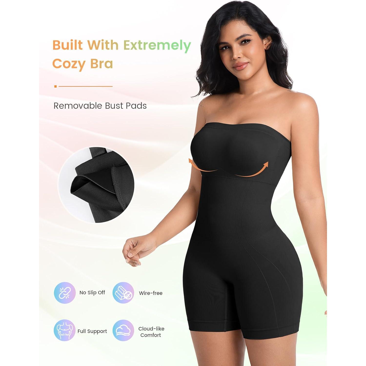 Women's Strapless Shapewear Bodysuit, Seamless Faja Style Waist Trainer with Built-in Bra for Tummy Control & Body Contouring, Casual, Waist Trainers, Shapewear For Women, Bodysuit For Women
