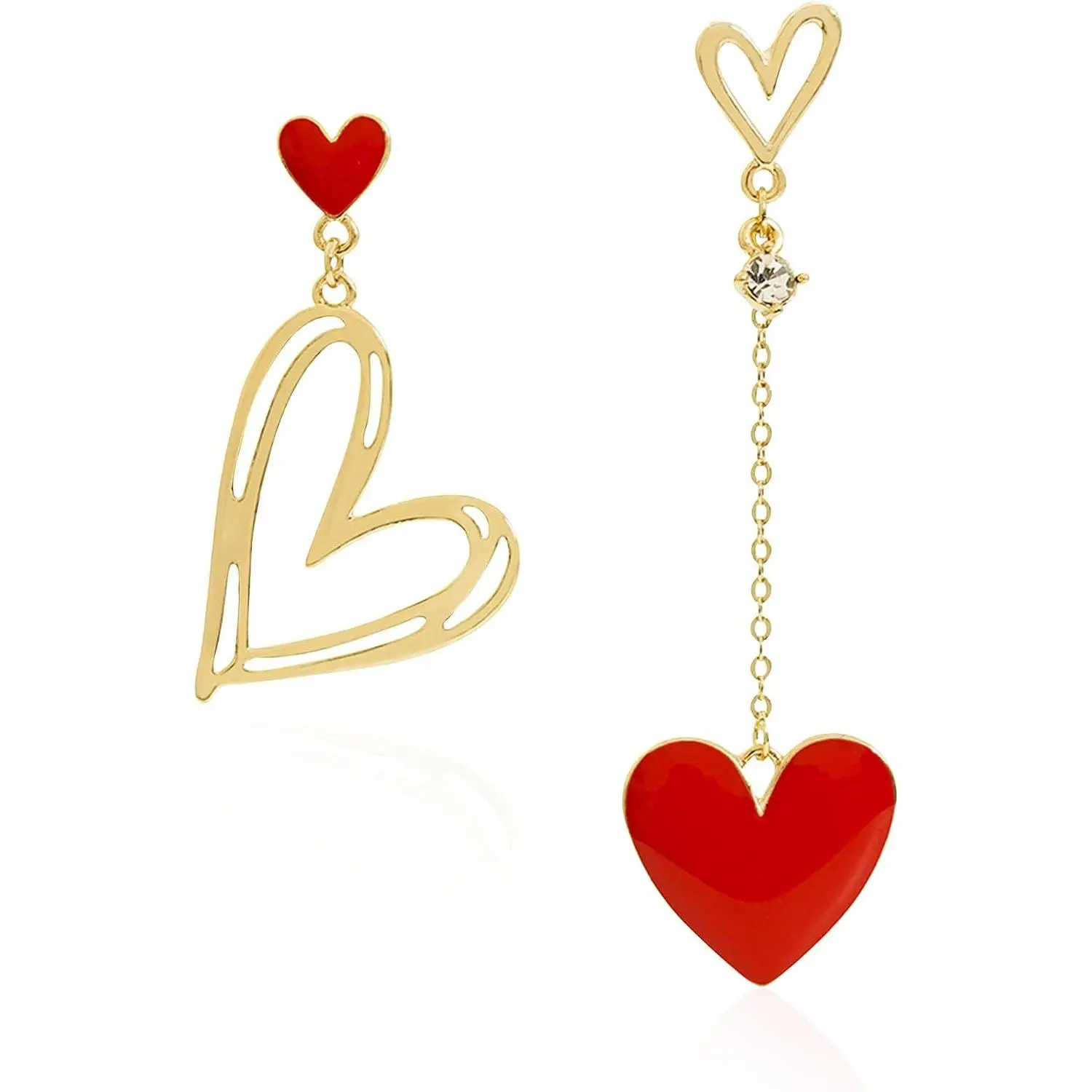 Red Asymmetrical Heart Earrings Heart Drop For Heart Dangle Earrings For Women Valentine Day Mother Day Birthday Christmas