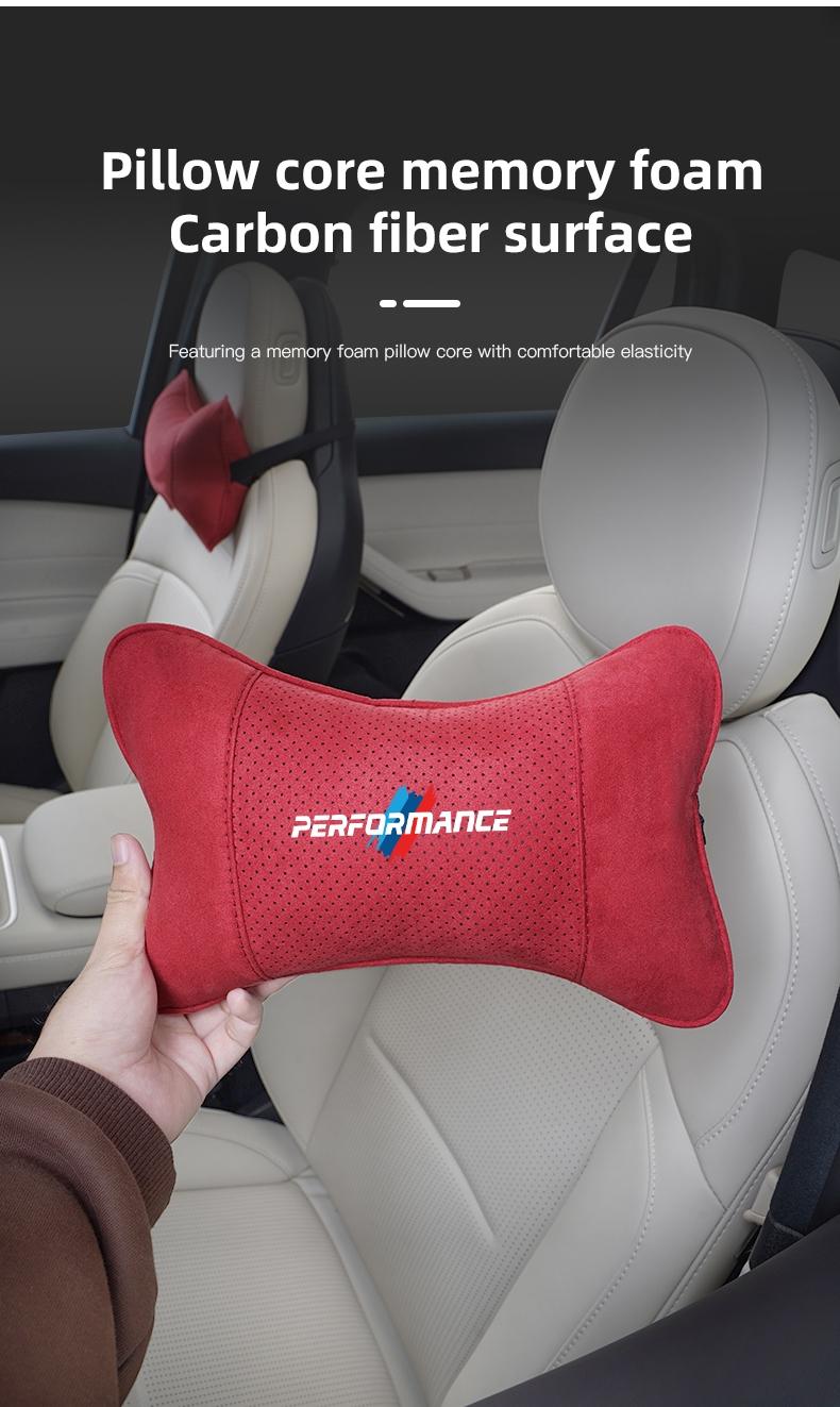Car Suede Headrest Neck Support Auto Seat Accessories For BMW Performance F25 F26 F15 F16 E90 E91 E92 E60 E84 G22 G32 F13 F36 G30 G20 G11 G12 F80 F82 F90