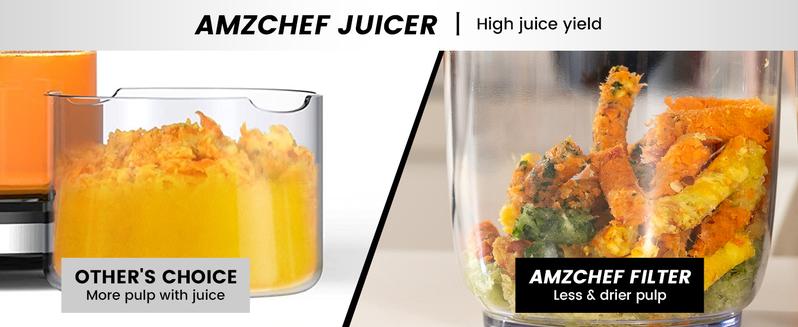 Masticating Juicer Machines, AMZCHEF Slow Cold Press Juicer with Reverse Function, High Juice Yield, Easy Clean with Brush,Recipes for High Nutrient Fruits and Vegetables Masticating Juicer Machines, AMZCHEF Slow Cold Press Juicer with Reverse Function, High Juice Yield, Easy Clean with Brush,Recipes for High Nutrient Fruits and Vegetables