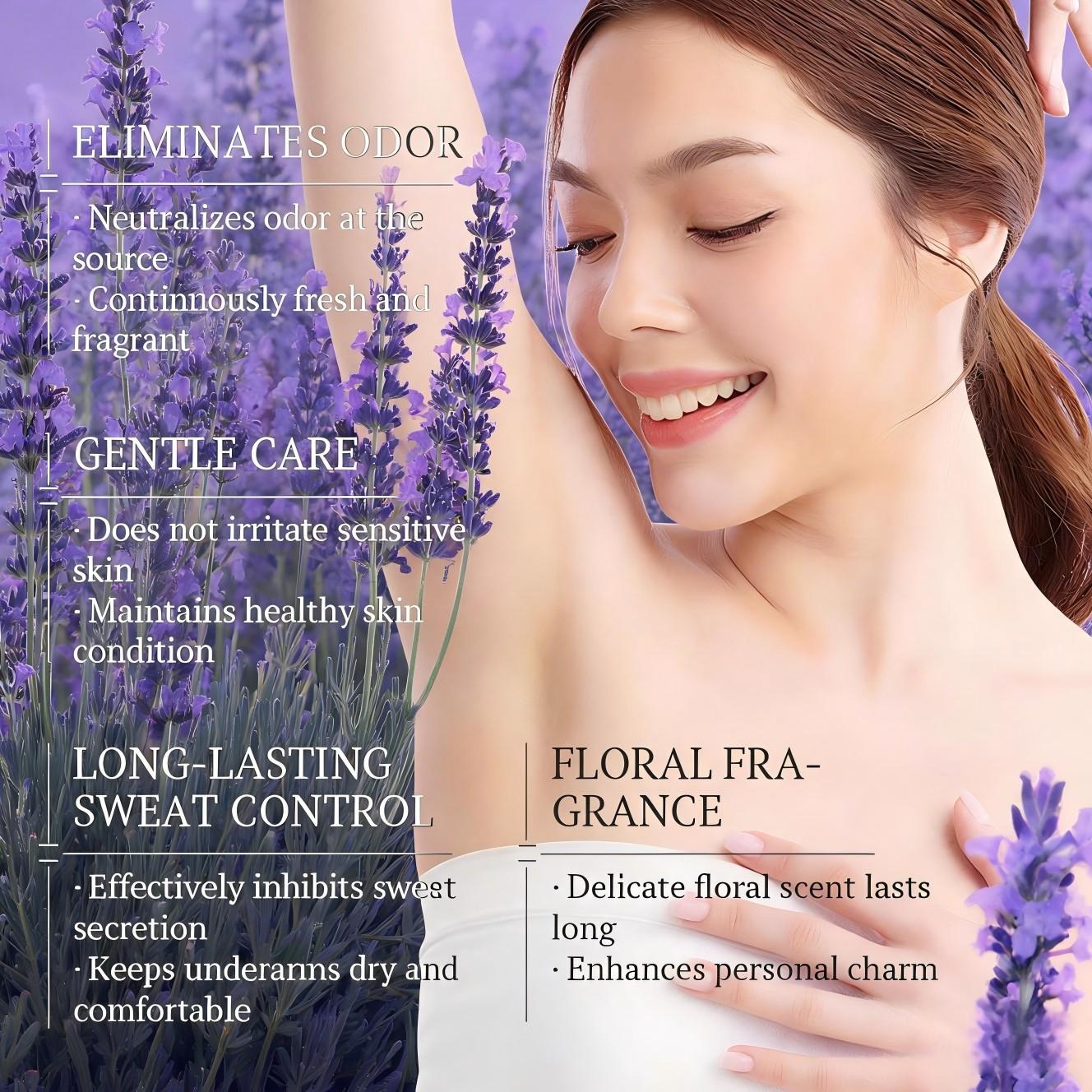 Lavender Roll-On Deodorant Mist, Body Care, Long-Lasting Sweat Control, Fresh Natural Lavender Scent, Smooth Texture, Ideal for Daily Use & Sports