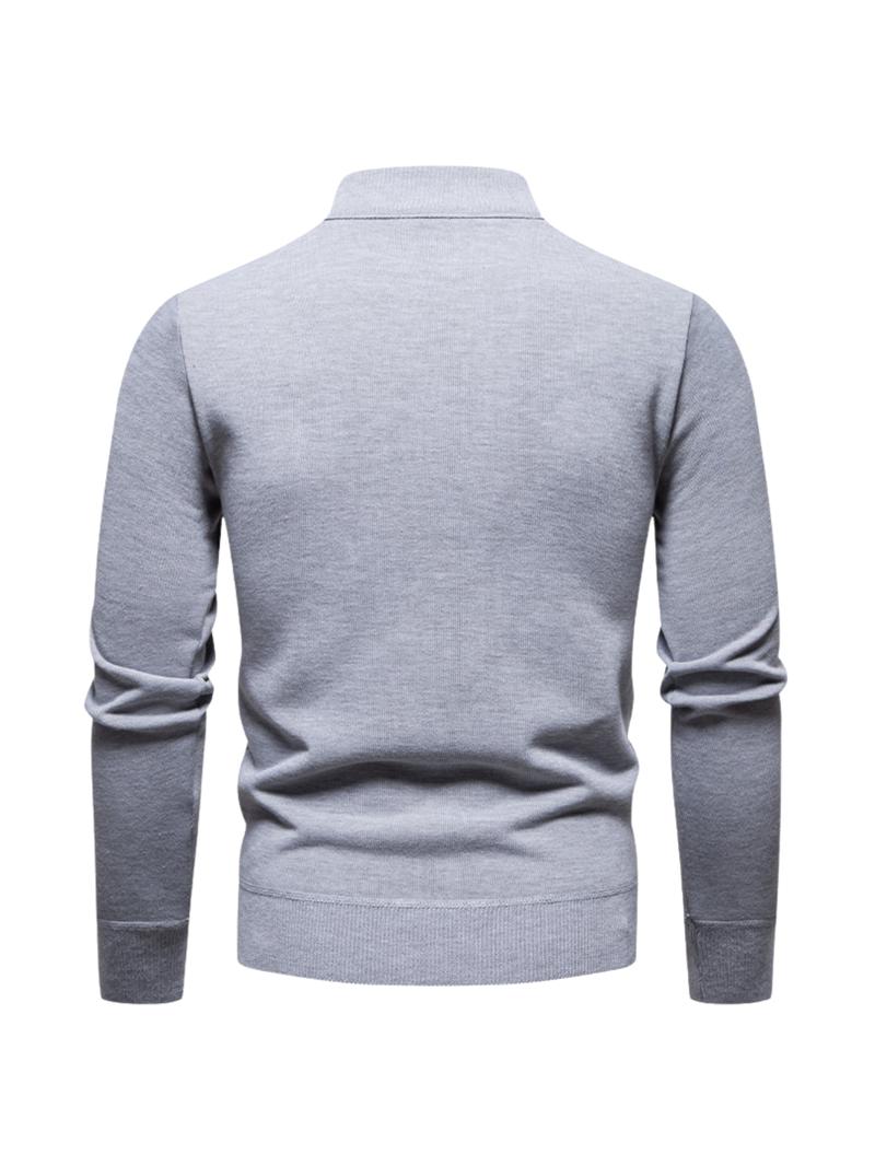 Men's Fall Winter Half-Zip Stand Collar Fleece Pullover Sweater, Casual Plain Knit Top, Comfortable Versatile Clothing for Cold Weather Men's Fall Winter Half-Zip Stand Collar Fleece Pullover Sweater, Casual Plain Knit Top, Comfortable Versatile Clothing for Cold Weather